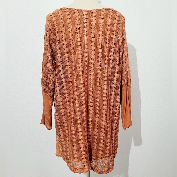 M Made in Italy Crochet Knit Silk Layered Tunic Top Boho Shabby Chic SZ Medium - Picture 4 of 11